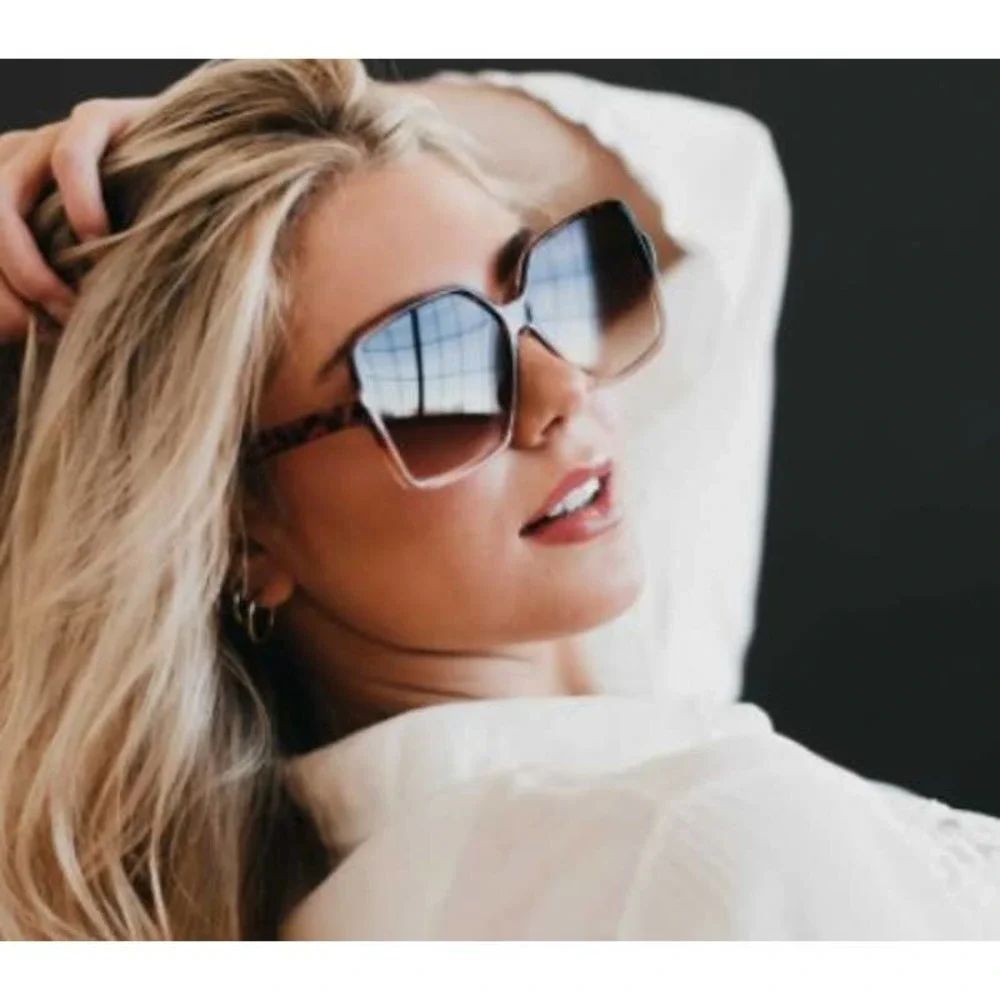 Large Oversized Pink Hexagon Frame Statement Sunglasses